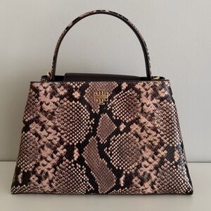 Tory Burch Shell Pink Britten Snake Embossed Satchel
